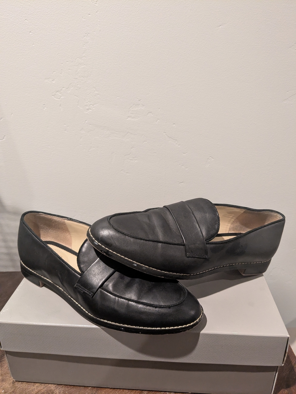 Franco Sarto Black Leather Women's Penny Loafers